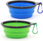 2-Pack Collapsible Silicone Dog Bowls with Carabiners – Portable Travel Food & Water Bowls for Dogs & Cats